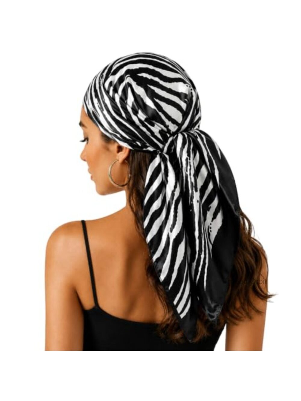 Women's Satin Zebra Print Square Scarf 35 in Head Wrap Bandana Neck Scarf
